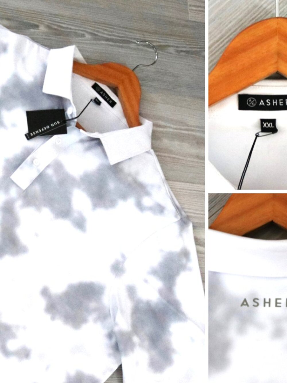 ASHER Gray Snow Dyed All Over Print Men's Performance Golf Polo Shirt Size 2XL
